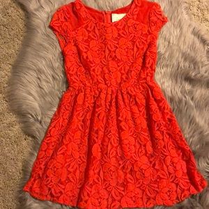 Coral lace dress